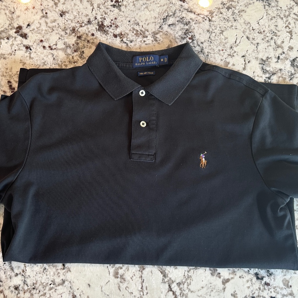 Polo Ralph Laurens Mens Pima Soft Touch Polo (Black) - MEDIUM